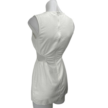 Princess Polly White Sleeveless Cutout Waist Crew Neck Mini Sheath Dress Size 2
