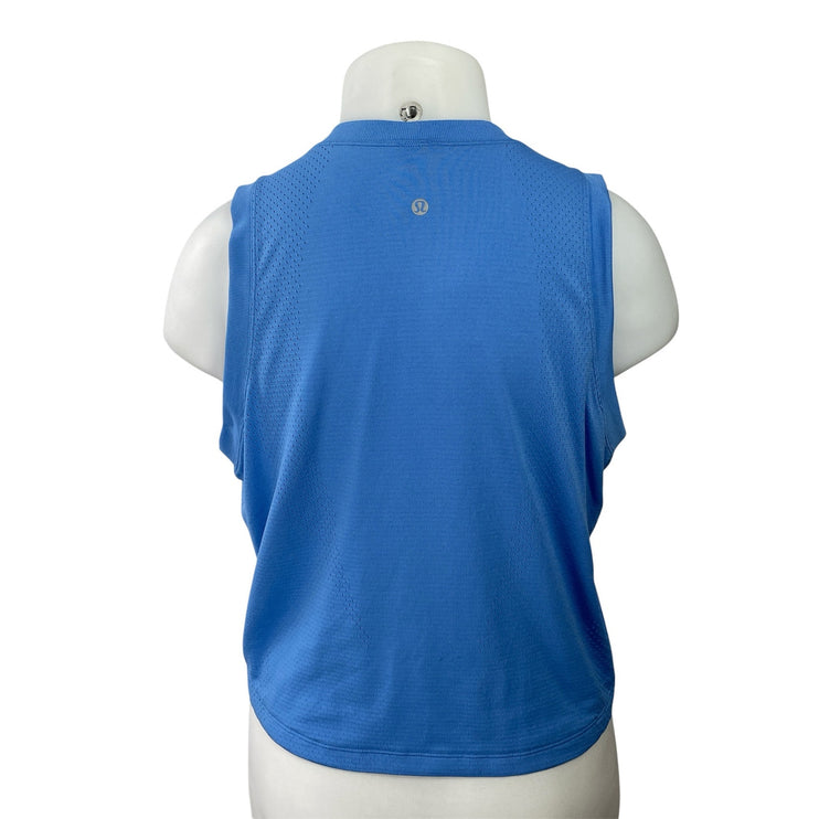 Lululemon Sculpt Womens Blue Sleeveless Crewneck Cropped Muscle Tee Tank Top XL