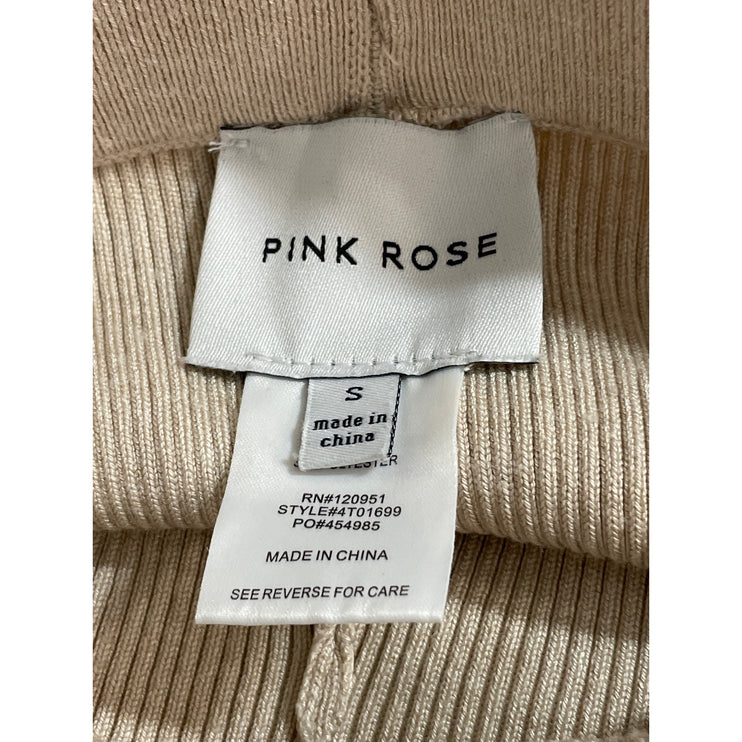 Pink Rose Women's Beige Skinny Flared Yoga Athletic Activewear Trousers Pants S