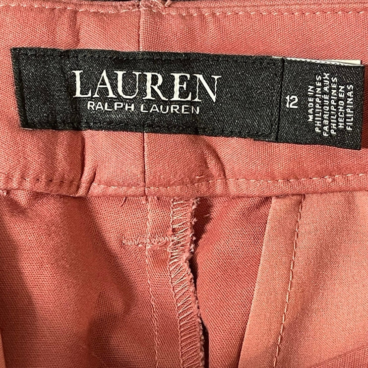 NEW Ralph Lauren Pink Satin High Waisted Straight Trousers Dress Pants Size 12