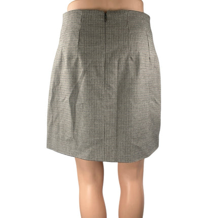 Oak + Fort Brown Houndstooth Plaid Front Slit Zipper Mini A-Line Pencil Skirt 4