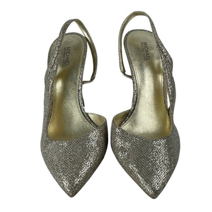 Michael Kors Alina Flex Silver Pointed Slingback Strap Pumps Stiletto Heels 8.5
