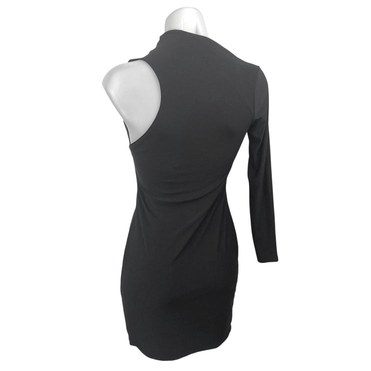 Club L Siren Black Cutout One Shoulder Long Sleeve Mini Stretch Bodycon Dress 6