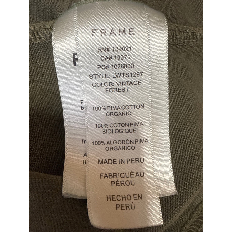 Frame Women's Vintage Forest Green Short Sleeve Cropped T Shirt Tee Top Size S