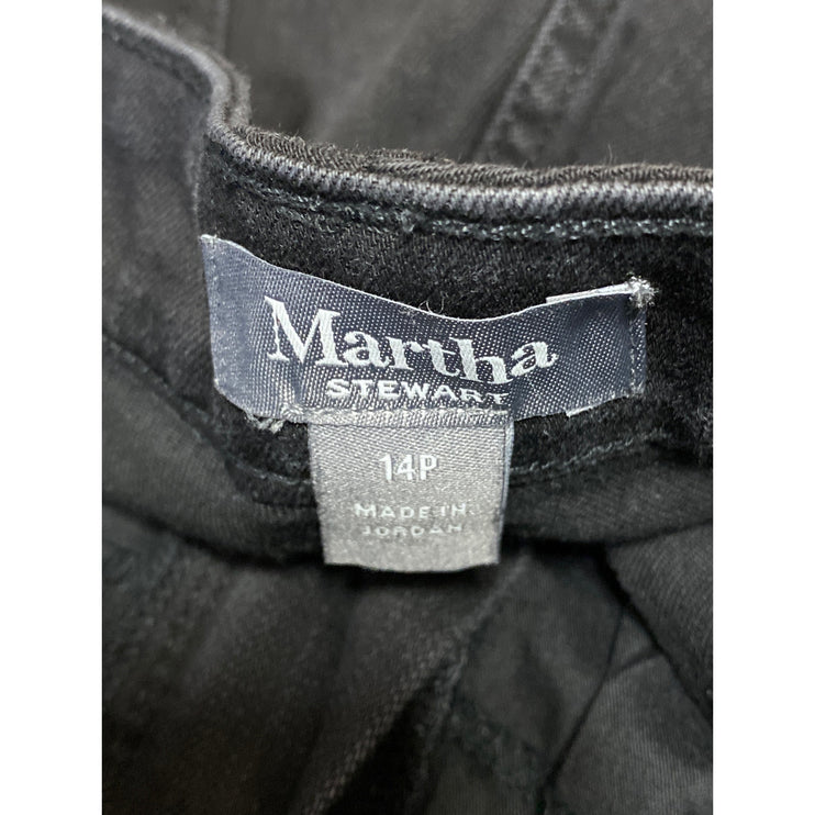 Martha Stewart Black High Rise Floral Embroidered Straight Denim Jeans Pants 14