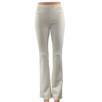 NEW Zara Women's White High Rise Flare Bootcut Bell Bottom Trousers Pants Size S