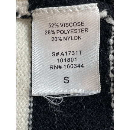 Isalis Women's Ivory Black Striped Long Sleeve Polo Cropped Sweater Top Size S
