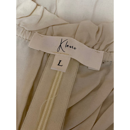 Klesis Women's Beige Sleeveless Tie Ruffle Ruched Cami Camisole Tank Top Size L