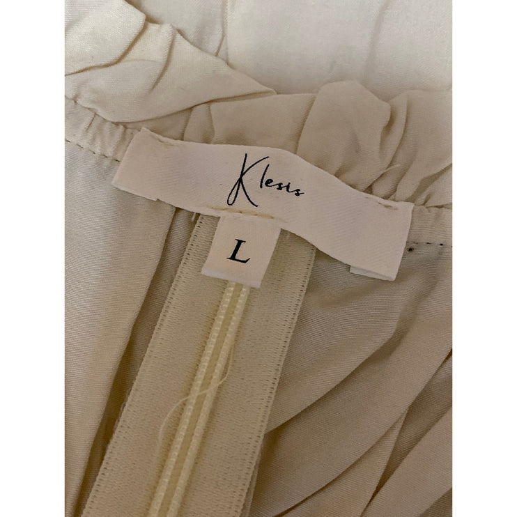 Klesis Women's Beige Sleeveless Tie Ruffle Ruched Cami Camisole Tank Top Size L