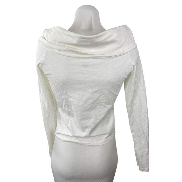 Brandy Melville Women's White Off The Shoulder Long Sleeve Blouse Top Size S