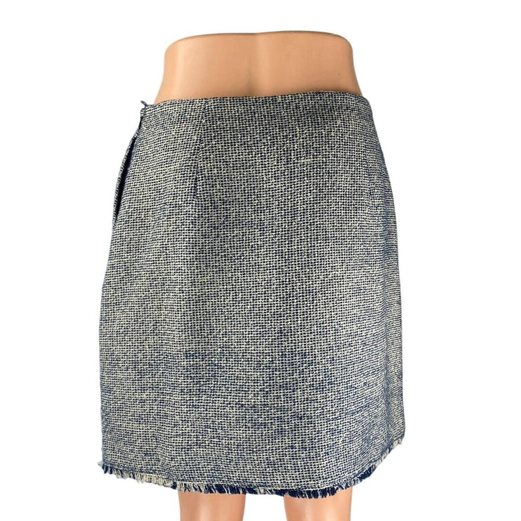 Banana Republic Women's Gray Blue Tweed High Waisted Mini Pencil Skirt Size 4