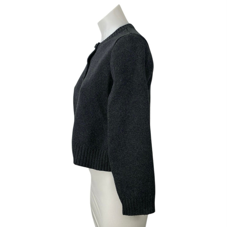 Zara Women's Gray Black Button Up Long Sleeve Knit Crop Cardigan Sweater Top S