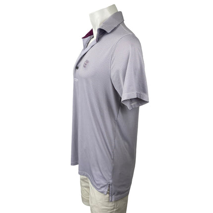 Greyson Purple Stripe Logo Short Sleeve Athletic Activewear Polo Shirt Top Sz M