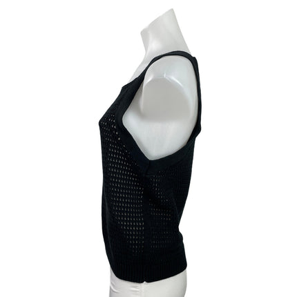 Banana Republic Womens Black Sleeveless Open Knit Crochet Coverup Tank Top Sz M
