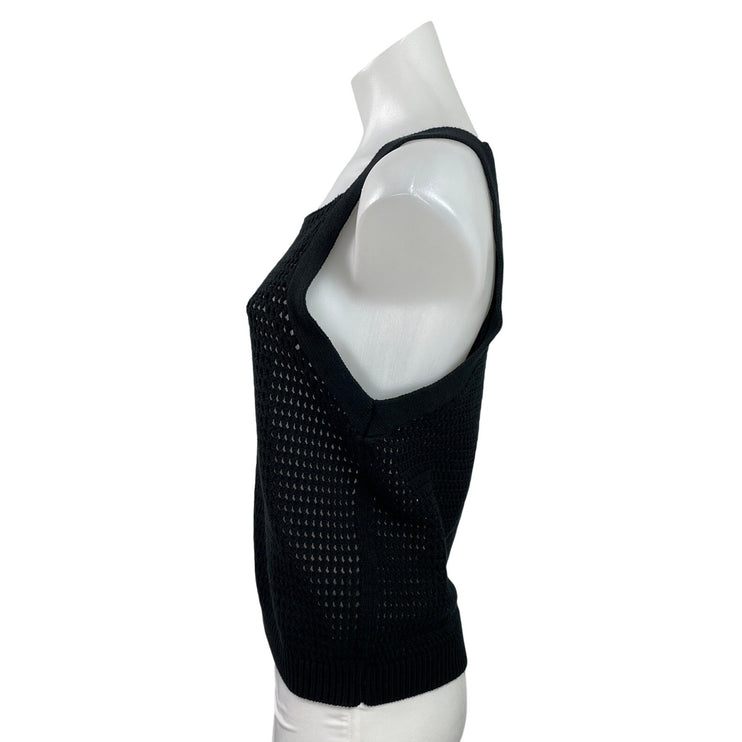 Banana Republic Womens Black Sleeveless Open Knit Crochet Coverup Tank Top Sz M