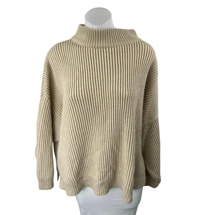 Topshop Brown Tan Rib Knit Funnel Neck Long Sleeve Sweatshirt Sweater Top Sz 12