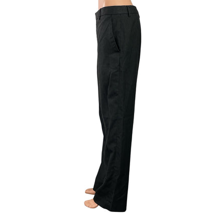 Shapes Womens Black Pinstriped High Waisted Wide Leg Trousers Dress Pants Size M