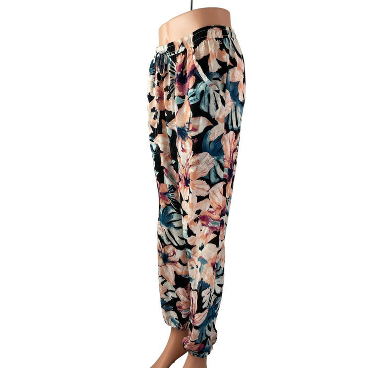 Olivaceous Women's Multicolor Floral High Rise Summer Jogger Trousers Pants Sz M