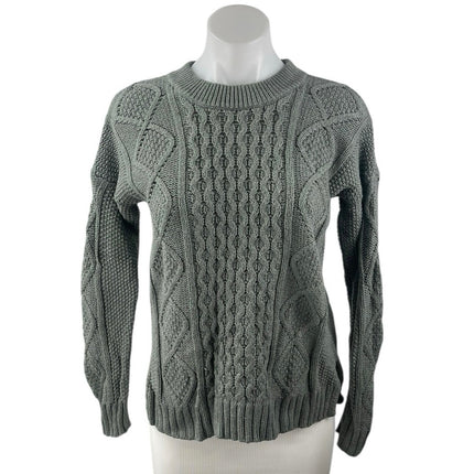 Madewell Women's Gray Cable Knit High Neck Long Sleeve Cozy Sweater Top Size S