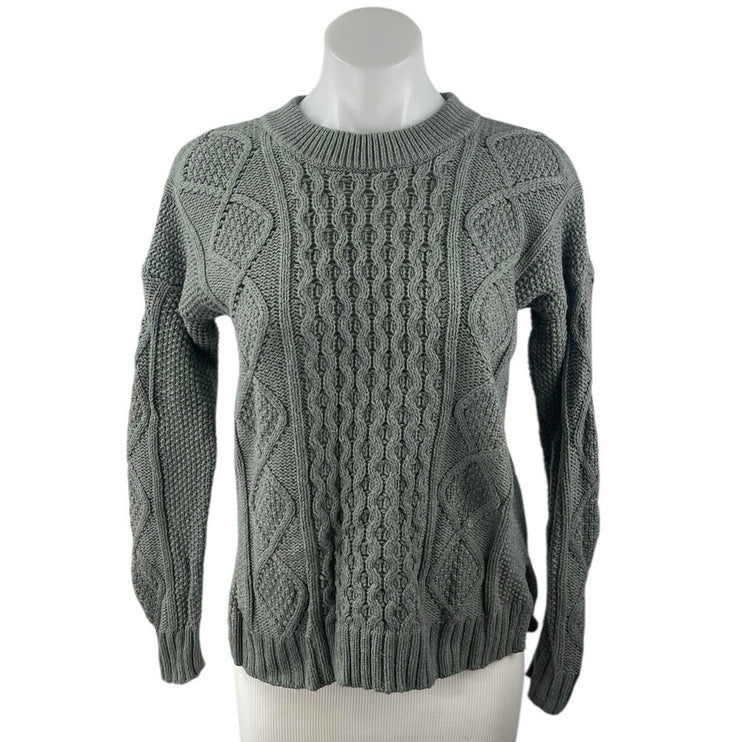 Madewell Women's Gray Cable Knit High Neck Long Sleeve Cozy Sweater Top Size S