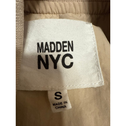 Madden NYC Women's Cream Full Zip Drawcord Long Sleeve Crop Bomber Coat Jacket S