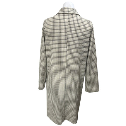 H&M Multicolor Plaid Checkered Notch Collar Trench Over Coat Blazer Jacket Sz 0