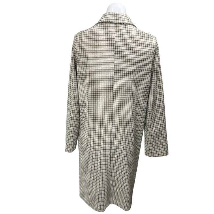 H&M Multicolor Plaid Checkered Notch Collar Trench Over Coat Blazer Jacket Sz 0