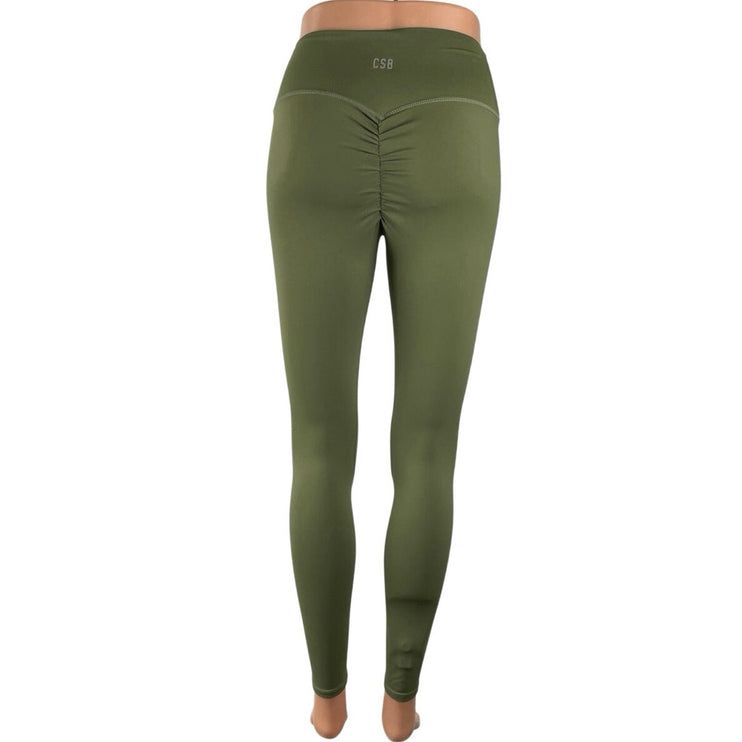 CSB Women's Green High Rise Yoga Gym Workout Athletic Activewear Legging Pants M