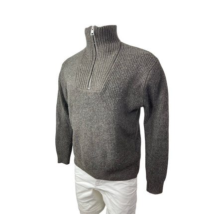 Zara Men's Gray Ribbed Knit Wool Turtleneck Long Sleeve Sweater Top Size M