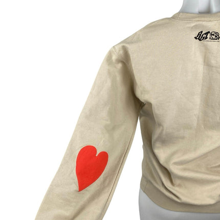 Billionaire Girls Club Queen of Hearts Beige Graphic Sweatshirt Sweater Top S
