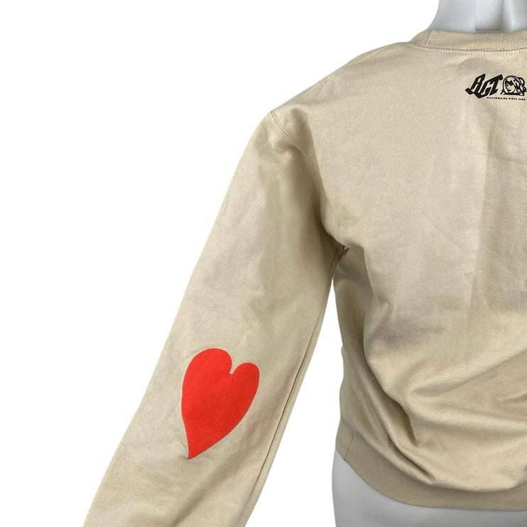 Billionaire Girls Club Queen of Hearts Beige Graphic Sweatshirt Sweater Top S