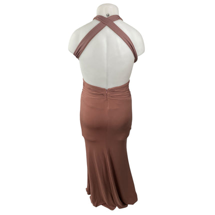 NEW Katie May Blush Pink Sleeveless Halter V Neck Open Back Bridesmaid Dress M