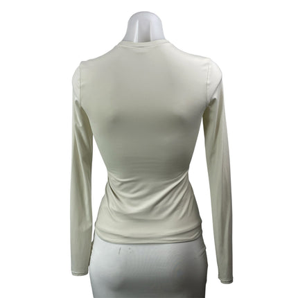 Lululemon Women's Beige Long Sleeve Mock Neck Slim Fitted T Shirt Tee Top XS