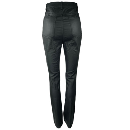 NA-KD Black Coated Faux Vegan Leather High Rise Bootcut Flared Trousers Pants 36