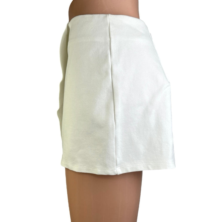 Superdown Sonya White Mini Zipper Casual Party Cocktail Wrap Skort Skirt Size M