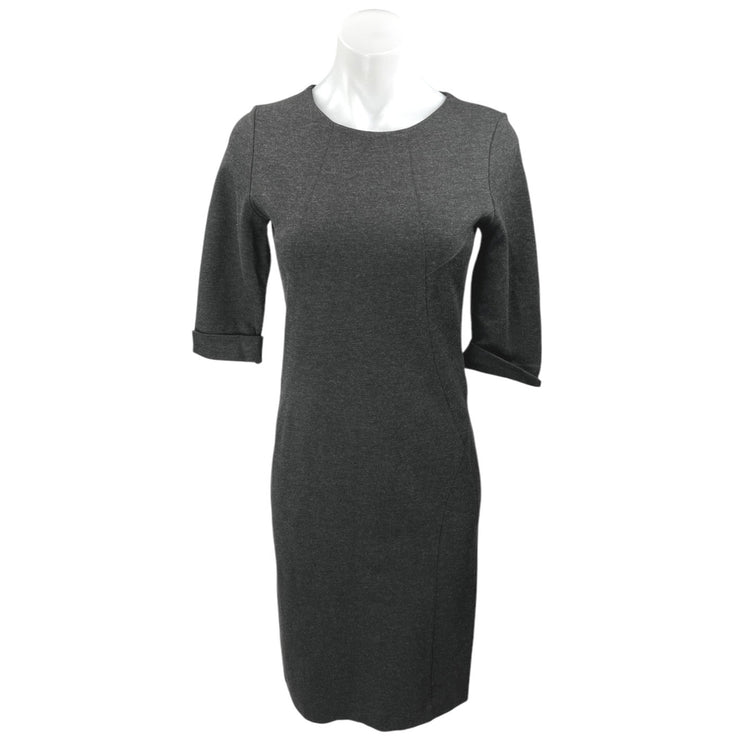 Paul Stuart Women's Black 3/4 Sleeve Back Zip Midi Bodycon Sheath Dress Size S