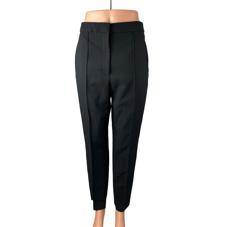 Zara Womens Black High Waisted Pintuck Straight Leg Trousers Dress Pants Size M