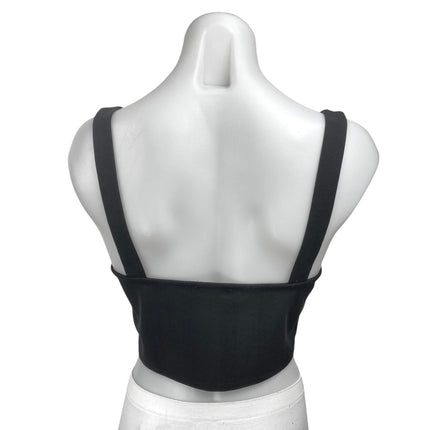 Lulus Black Floral Lace Sleeveless Corset Bustier Cami Camisole Tank Crop Top M