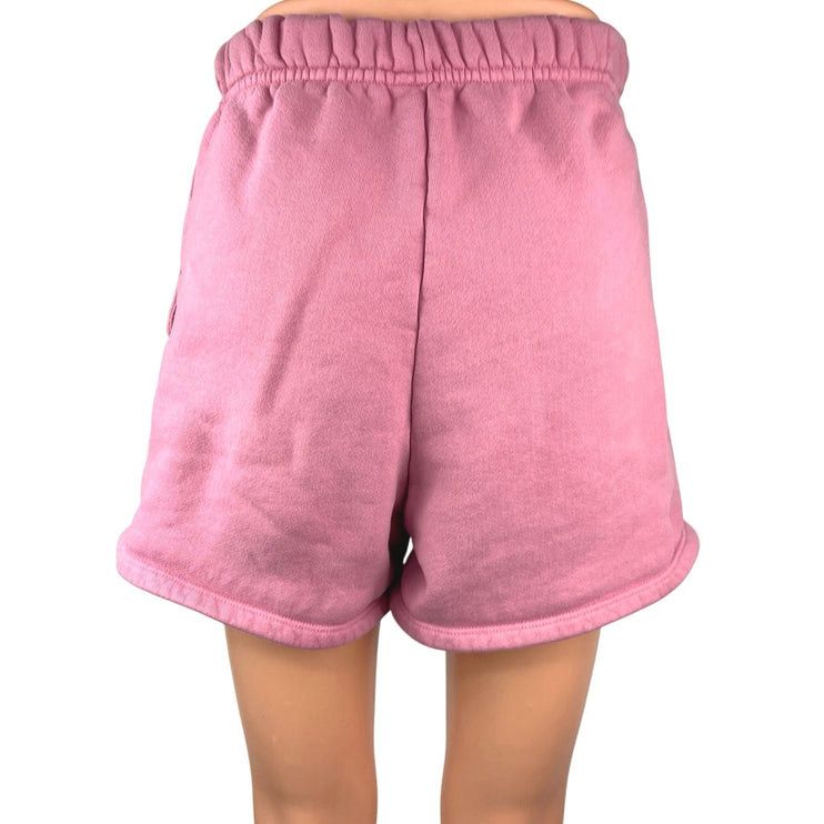 Set Active Pink Fleece Sherpa Lined Pull On High Waisted Sweat Shorts Size S