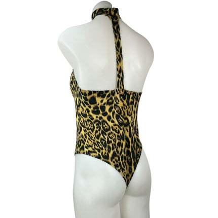 Urban Outfitters Motel Multicolor Leopard Animal Strapless Choker Bodysuit Top M