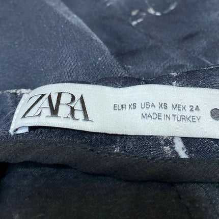 Zara Women's Black White Marble Print High Waisted Straight Midi Skirt Size XS