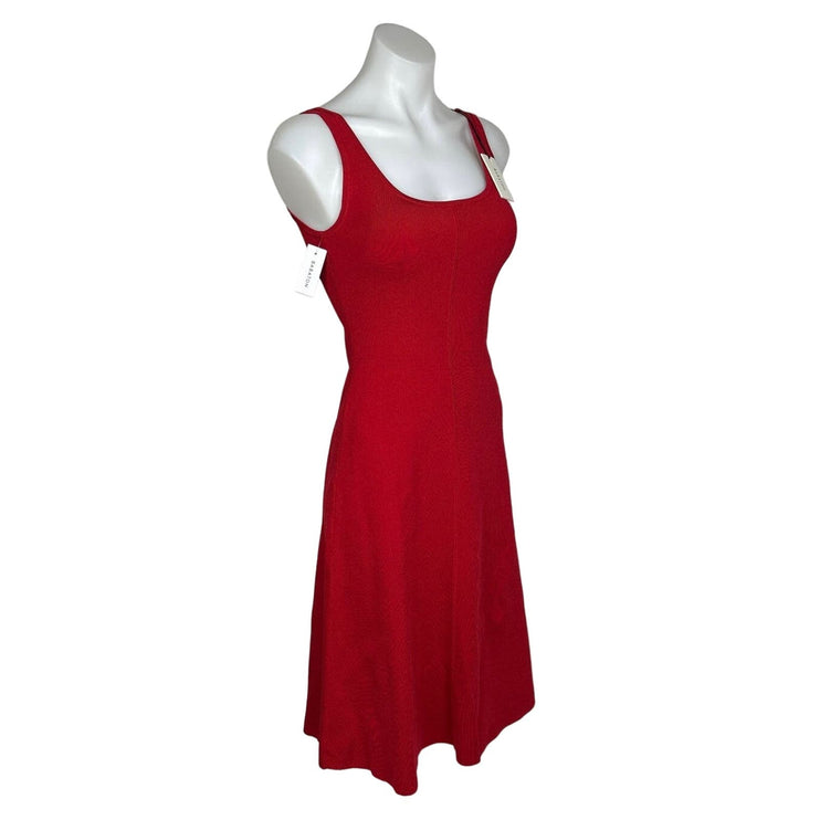 Aritzia Babaton NWT $128 Red Square Neck Fit & Flare A Line Midi Dress Size SP