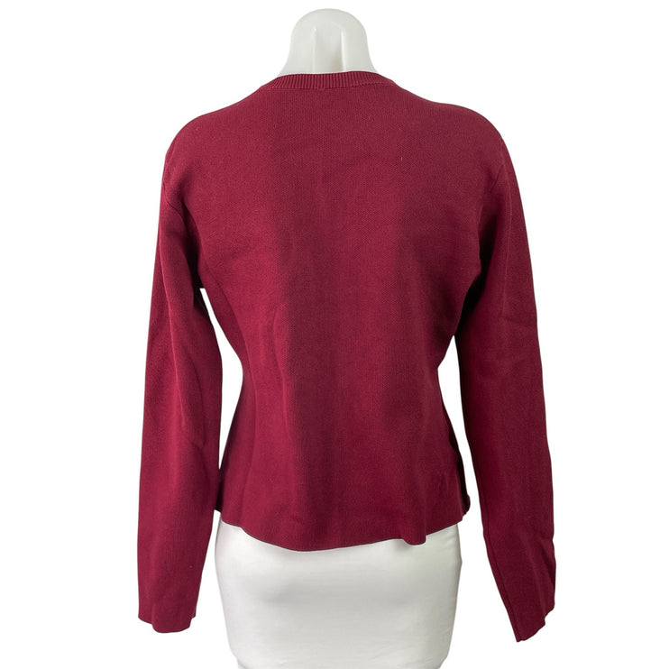 Fashion Womens Red V-neck Oversized Buttons Long Sleeve Cardigan Sweater Size M