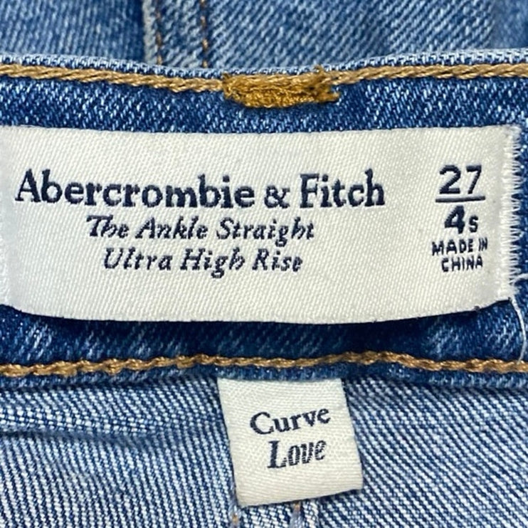Abercrombie & Fitch Blue Ankle Straight Ultra High Rise Denim Jeans Pants Sz 27