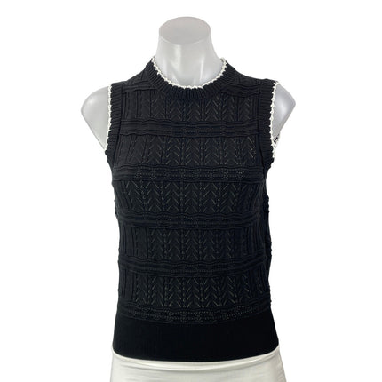 Madewell Black White Chevron Pointelle Sleeveless Sweater Vest Tank Top Size S