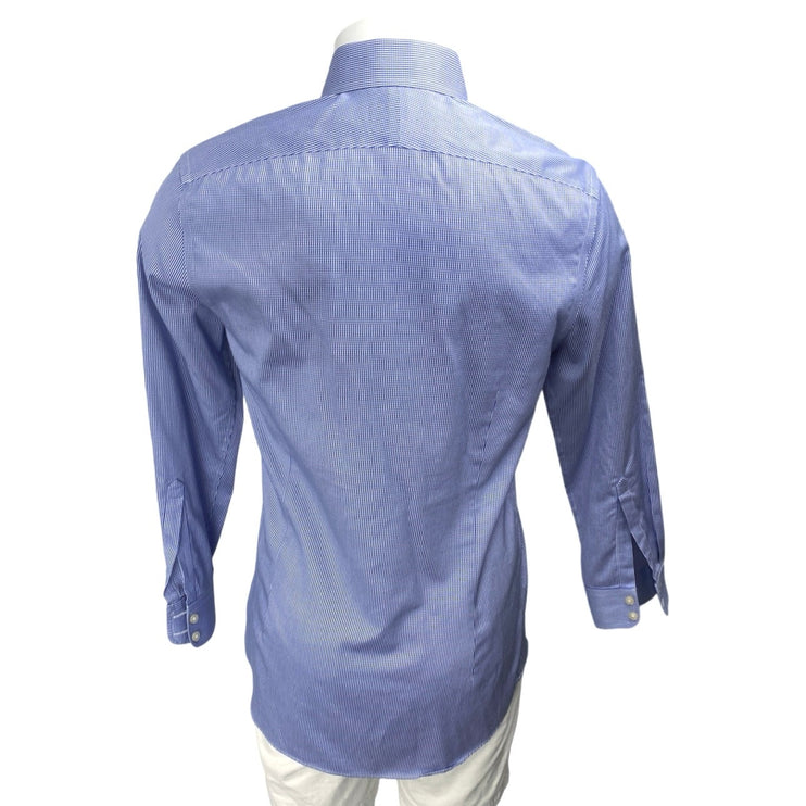 Charles Tyrwhitt Blue Checkered Long Sleeve Button Up Extra Slim Shirt Top 15/L