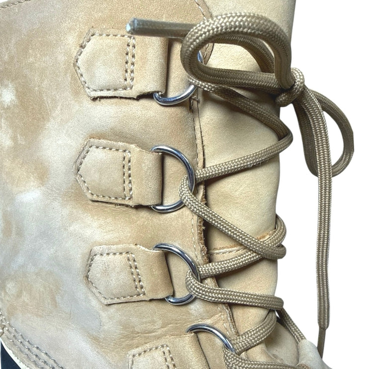 Sorel Caribou Women's Tan Lace Up Shearling Waterproof Mid Winter Duck Boots 9