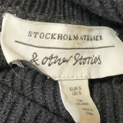 & Other Stories Women's Black Turtleneck Knit Poncho Shrug Sweater Top Size S