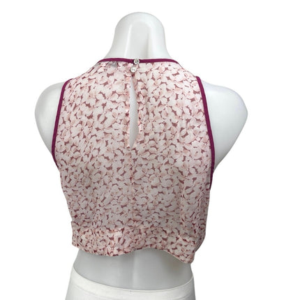 Elizabeth and James Women's Pink 100% Silk Floral Sleeveless Tank Crop Top Sz M