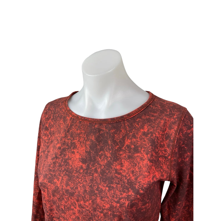 Lululemon Wunder Train Red Denim Wash Long Sleeve Yoga Athletic Crop Top Size 8